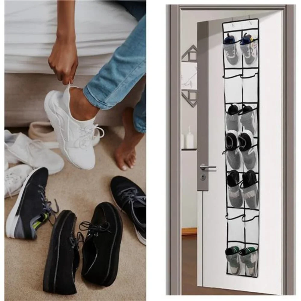 Over Door Shoe Organizer 14 Pocket Hanging Closet Storage Rack 2 Pack White